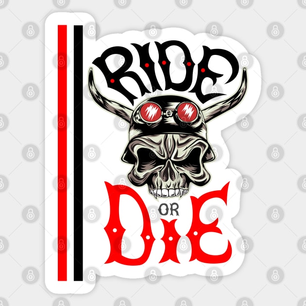 SKULL - RIDE OR DIE Sticker by Elizzart